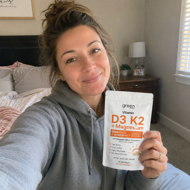 Customer with Green Peace Vitamin D3 K2 + Magnesium softgels