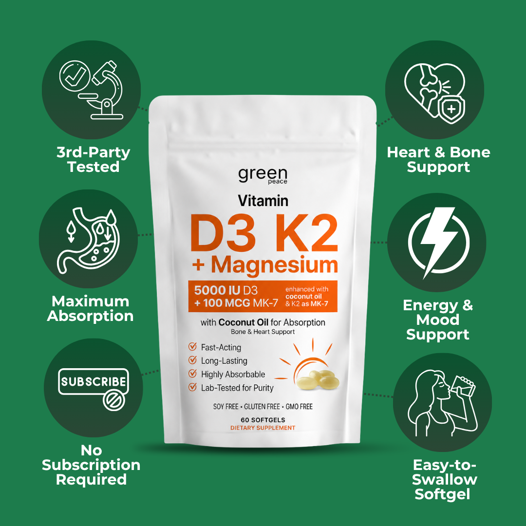 Green Peace Vitamin D3 K2 + Magnesium softgels