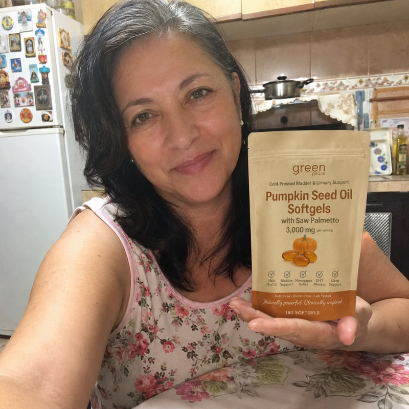 Customer with Green Peace Pumpkin Seed Oil softgels