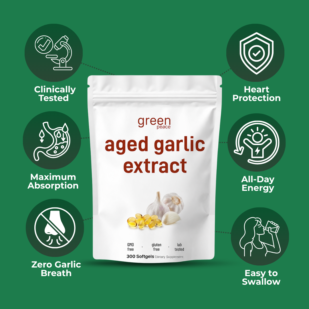 Green Peace Aged Odorless Garlic + CoQ10 daily softgel