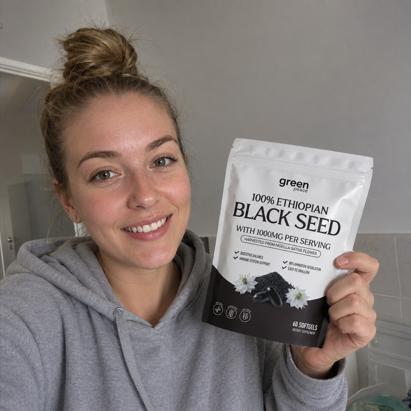 Customer with Ethiopian black seed oil softgels