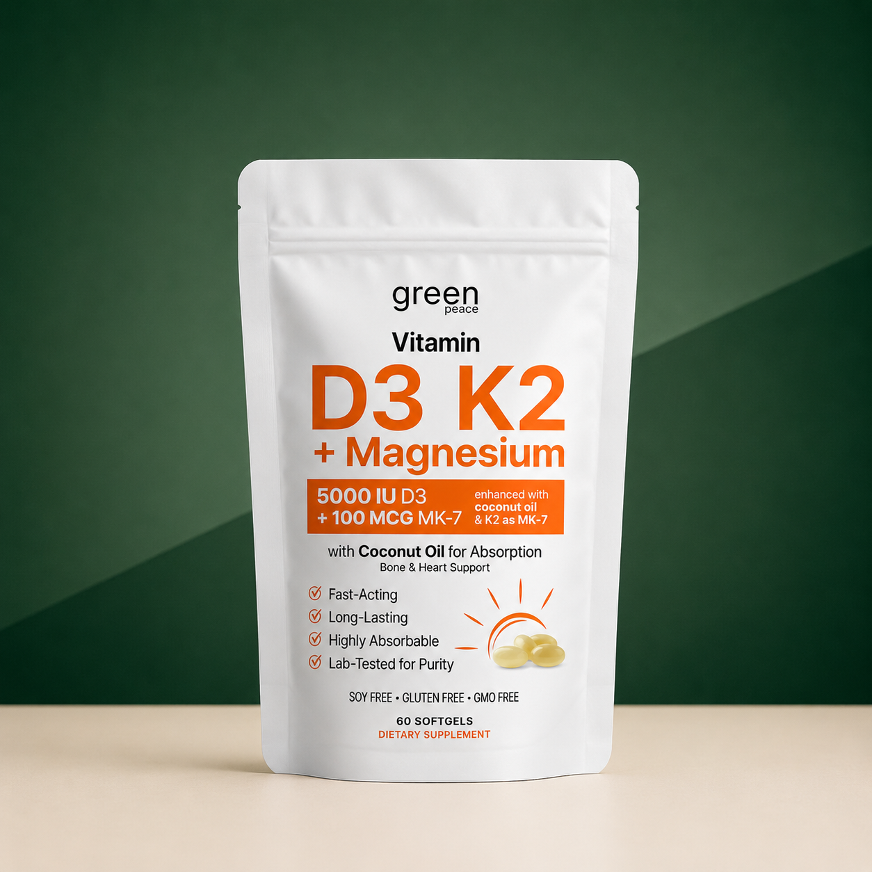 Vitamin D3 + K2 Softgels